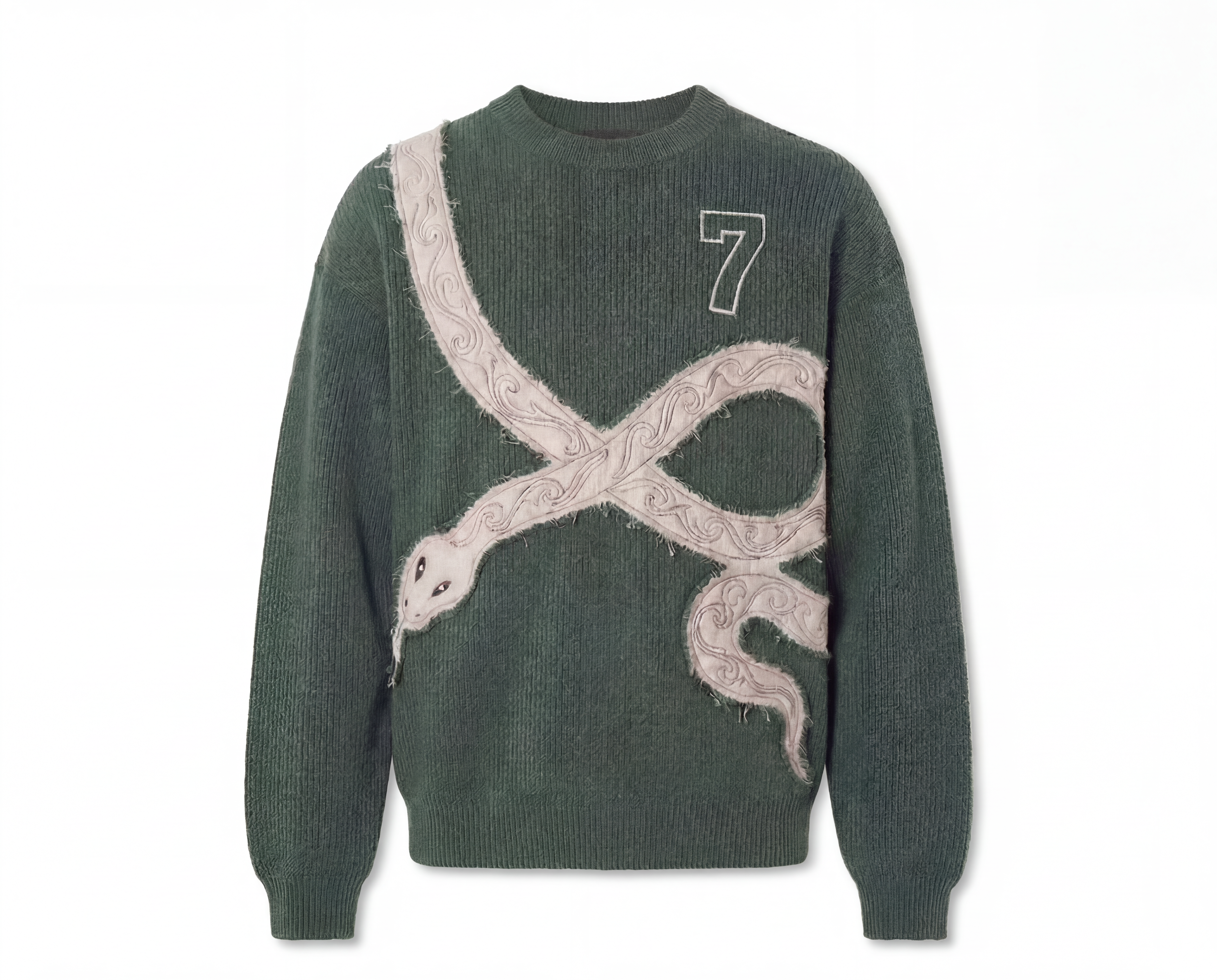 Knitted olive green sweatshirt